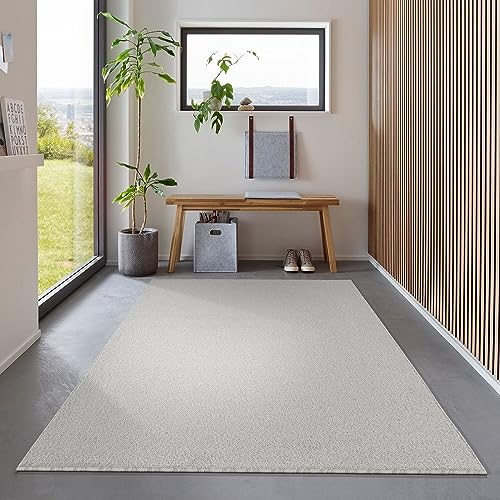 Carpetsale24 Teppich 140x200 cm Creme, Kurzflor, Einfarbig, Modern, Rechteckig, Pflegeleicht, rutschfest, Bodenteppich für Wohnzimmer, Schlafzimmer, Esszimmer