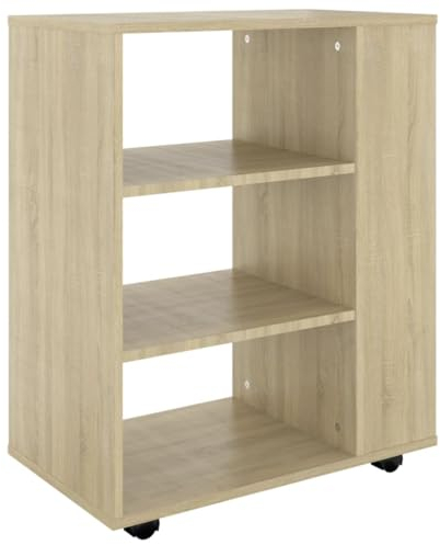 vidaXL Armoire à roulettes Meuble de Rangement Armoire de Bureau sur roulettes Fourniture de Bureau Intérieur Chêne Sonoma 60x35x75 cm Aggloméré