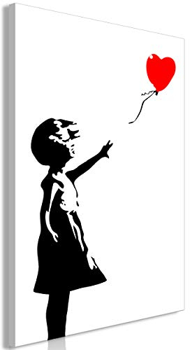 decomonkey Akustikbild Banksy Modern 80x120 cm 1 Teilig Leinwand Modern Bilder Wandbilder XXL Schallschlucker Schallschutz Akustikdämmung Wandbild Deko Leise Herz schwarz weiß