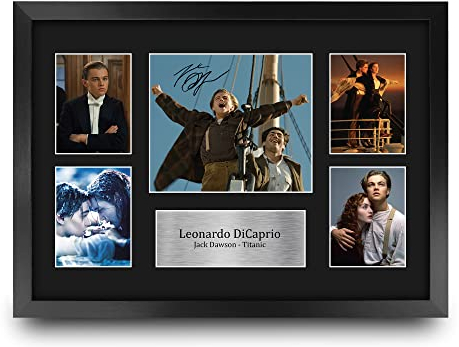 HWC Trading FR A3 Leonardo DiCaprio Titanic Gifts Autogramm Bild für Film-Fans, gerahmt, A3