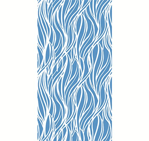 Fensterfolie Blickdicht selbsthaftend,3D Fensterfolie sichtschutz glasfolie, Blaue Linie,Einfache entfernung wiederverwendbar,Statisch haftend Anti-UV für badzimmer matt(75cmx200cm)
