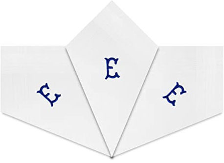 Warwick & Vance Taschentücher für Herren und Herren, Satin, mit blauen gestickten Initialen, 3 Stück, e, 40cm x 40cm