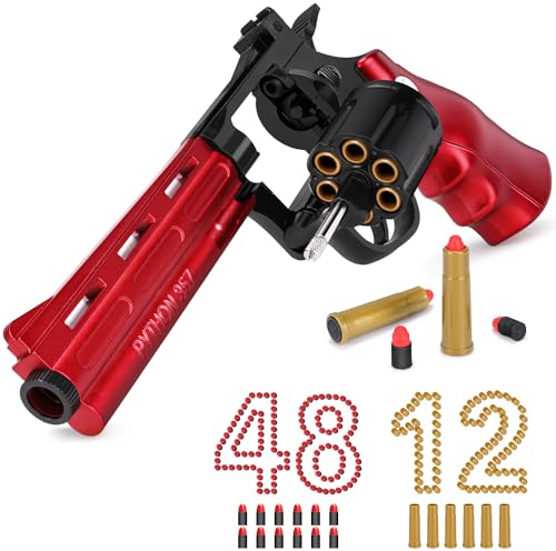 Innedu Jouet, Pistolet a Bille avec Chargeur Rotatif à 360°, Museau Long et Éjection en Un Clic des Étuis à Balles Enfants pour L'entraînement au Tir (8 Ans +)