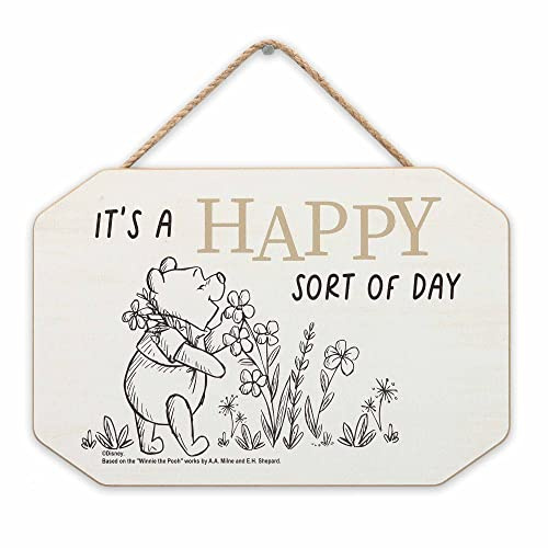 Disney Winnie the Pooh Happy Sort of Day Hanging Wood Wall Decor - Cute Winnie the Pooh Sign for Home Decorating