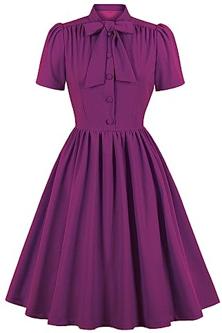 Donna Anni '50 Abito da Cocktail retrò Vintage Manica Corta A Pois Rockabilly Swing Vestito Elegante Abito da Sposa Sera Vestito al Ginocchio Pieghe Gonna