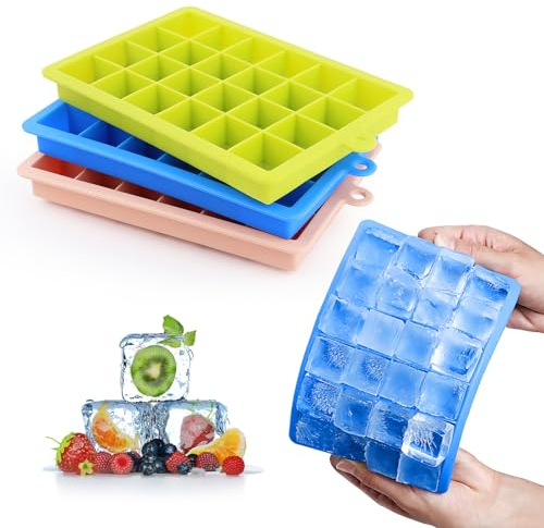 VFANDV Moule à Glaçons, 3 Pièces Bac à Glaçon Silicone 24 Compartiments Bac à Glaçons en Silicone Empilable Bac à Glaçons pour Boissons Fruits Glaces Bébés