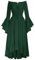 Damen Cottagecore Dress Mittelalter Vintage Trompetenärmel Hohe Taille Elfen Kostüm Dunkelgrün S