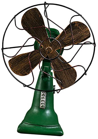 Veemoon Electric Fan Ornaments Vintage Style Resin Desktop Decor Home Office Table Fan Shaped Adornment Creative