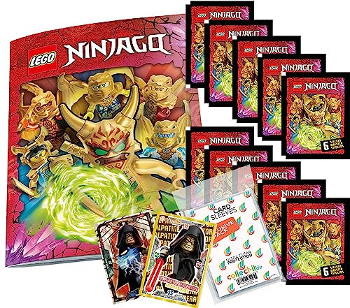 Bundle mit Lego Ninjago - Crystalized - Sammelsticker - 1 Sammelalbum + 10 Tüten + 2 Limitierte Star Wars Karten + Exklusive Collect-it Hüllen