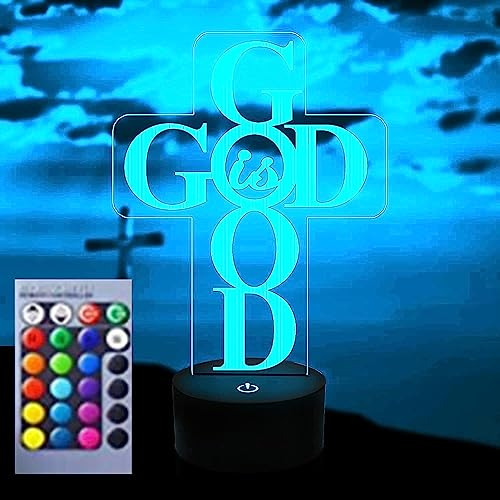 Jinson well 3D Gott Jesus Kreuz Lampe optische Illusion led licht Nachtlicht 16 Farbwechsel Tisch Schreibtisch Dekoration Lampen Acryl Flat Base USB kreatives Spielzeug