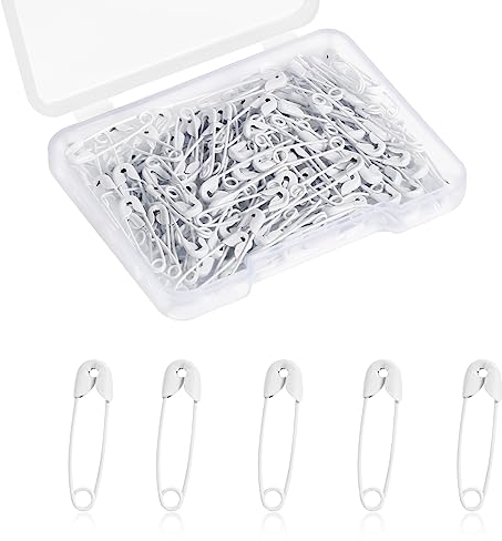 250 Stück Sicherheitsnadeln Klein, 19mm Mini Sicherheitsnadeln für Kleidung Metall Sicherheitsnadel für Kleidung Nähen Basteln Schmuckherstellung (Weiß)