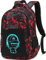 LEDAOU Schulrucksack, Teenager, Jungen, Mädchen, Kinder, Büchertasche, Tagesrucksack, Schultasche, Reiserucksack, Freizeitrucksack, Graffiti Rot Schwarz, Tagesrucksäcke