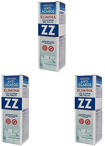 ZZ| Aerosol Antiácaros |Elimina los Ácaros del Polvo | Eficacia inmediata | No mancha | Contenido: 200 ml (Paquete de 3)