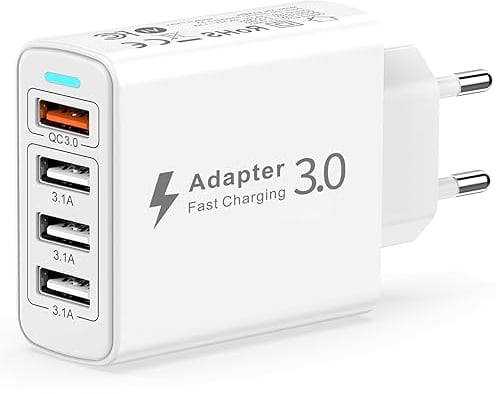 USB Ladegerät Mehrfach 4 Port, USB Mehrfachstecker 33W QC3.0 Schnellladegerät USB Netzteil USB Adapter Steckdose USB Stecker Mehrfach für iPhone 14/13/12/11/XR/XS/X/8/7/6,Samsung S23/S22/S21/A53,Handy