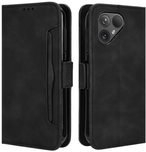 HualuBro Coque pour Fairphone 5, Housse à Rabat en Cuir de Protection Flip Cover Case Antichoc Stand Portefeuille Etui pour Fairphone 5 5G Coque, Noir