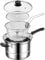 New 22cm 4pc Stainless Steel Chip Pan Fryer Wire Basket with Lid Round Fryer Basket DEEP Wire Strainer with Handle 2 in 1