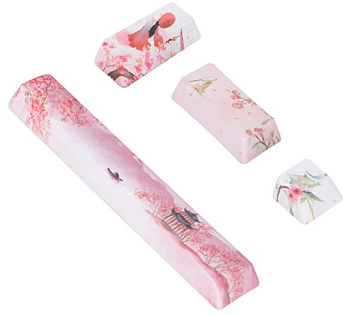 Leertaste/ESC/Enter/Keypad Enter Keycaps, DIY Mechanical Keyboard Keycaps, Ersatz 4PCS PBT Peachblossom Beauty Pattern Tastenkappen für Mechanische Tastatur Allgemein