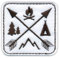 Gekreuzte Pfeile - Camping, Berge, Wald, Lagerfeuer - Aufnäher - Bestickter Aufnäher / Abzeichen / Emblem