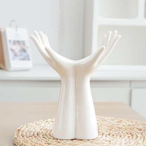 Romehaha Kleine Hand Vasen für Home Decor, Keramik Blumenvase für ideale Regal Dekor, Tisch Dekor, Bücherregal Dekor, Mantel Dekor, Eingangsbereich Dekor, Wohnzimmer Akzent, Bücherregal Deko