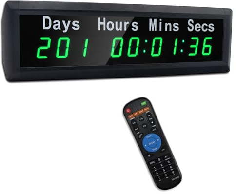 LUCKY TIME LED-Countdown-Uhr, verbesserter automatischer Berechnungstag, Countdown/Countdown-Timer, 999 Tage Countdown-Kalender für Ruhestand, Urlaub, Prüfung, Hochzeit, Labor, Projekt, Meeting (grün)