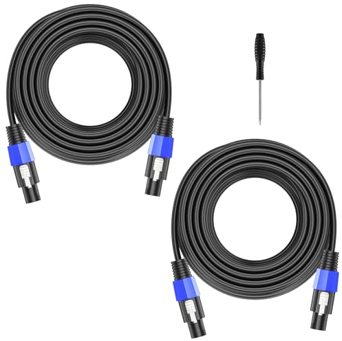GCTBL 25M 2pack Speakon a Speakon Cables Macho a Macho Profesional DJ/PA Audio Amplificador Cable de altavoz