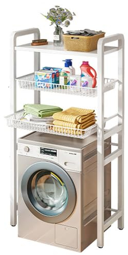 Estante de Almacenamiento para Lavadora de 3 Capas Estante para lavandería sobre Lavadora y Secadora Tambor de Ropa Estante de Almacenamiento para Lavadora Soporte A,71 * 26 * 158 CM