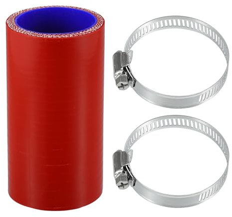 Motoforti 1 Set Tubo in Silicone per Auto Rosso Blu 42mm 1.65 ID 100mm 3.94 Lunghezza 0 Gradi con Morsetti Tubo Refrigerante Universale