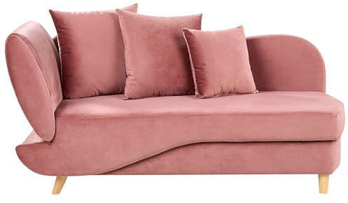 Chaiselongue Samt rosa linksseitig mit Stauraum Kissen modern Meri II