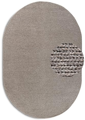 Villeroy & Boch Wollteppich Francois Oval - Natur Wohnzimmerteppich - Handgewebt & Natürlich - Boho Teppich Wolle für Wohnzimmer, Schlafzimmer, Esszimmer, Flur, Küche – Linen, 160x230cm