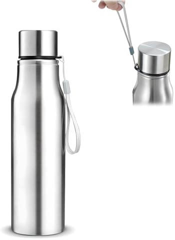 GJV Stainless Steel Water Bottle Portable Single Wall Metal Water Bottle Large Camping Water Bottle with Handle Wide Mouth Leak Proof Lightweight outdoor Sports Kettle Cup (24 oz)