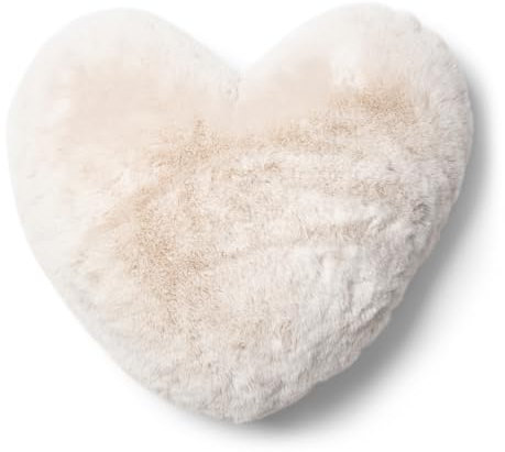 Riviera Maison Dekokissen Weiß, Gesteppt Zierkissen mit flauschigem Stoff, Heimdekoration - Heather Heart Herz-Kissen - Polyester - (LxBxH) 52x46x13.5