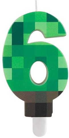 Geburtstagskerzen Zahlen 6,Pixel Geburtstagskerzen Kerze,Grün Kerzen Geburtstag,Tortendeko Geburtstag, Cartoon Gaming Themen für Mädchen Jungen Kinder Geburtstagskerzen Torteparty Deko