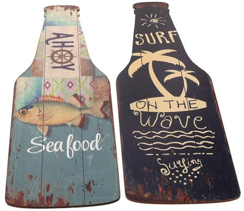 KITANDOVE 2 Stück Holz-Bierflaschen-hängeanhänger Strand-wanddekor Küsten-Dekorationen Für Zuhause