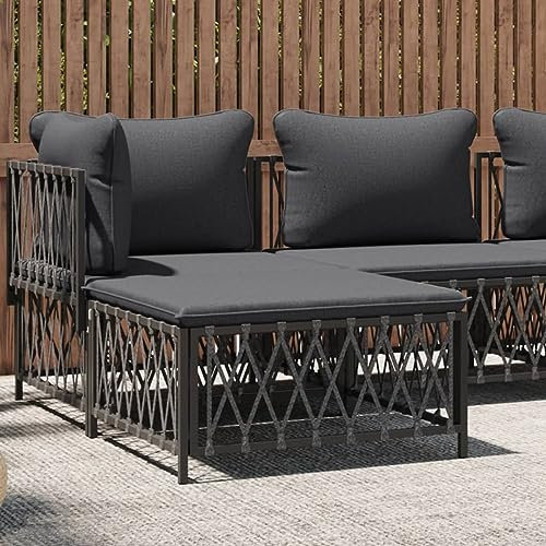 Buzaza Gartenhocker mit Kissen Hocker Outdoor Garten Hocker FüR Draussen Sitzhocker Outdoor Anthrazit Gewebe