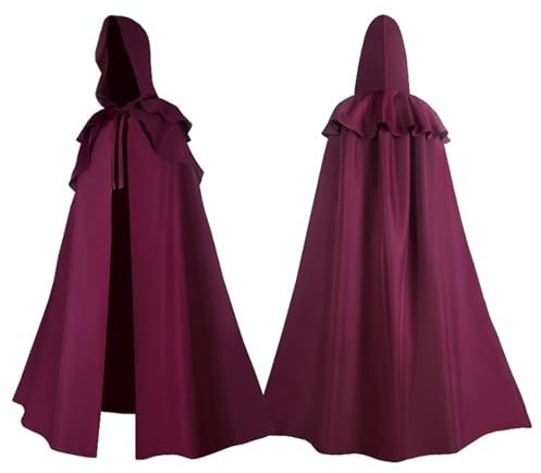 Rrongwn Halloween Kostüm Damen Herbst Winter Maxi Lose Umhang Mit Kapuze Mantel Poncho Kap Strickpulli Longstrickjacke Trenchcoat Outwear Renaissance Kapuzenumhang Mittelalter Kleidung Hexenmantel