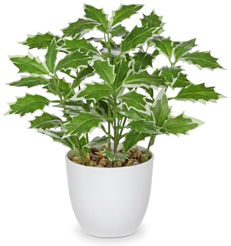 Briful Piccole piante finte da 25 cm, piante artificiali di agrifoglio da interni in vaso, 25 cm, piante artificiali decorative per casa colonica, giardino, decorazione per feste