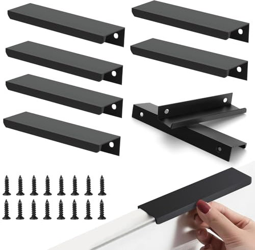 RFYTDCF 8 Stück Verdeckter Möbelgriffe, Schranktürgriffe Unsichtbare Griffe Flache Küchengriffe 15cm Schrankgriff mit Schrauben Griff für Küchenschränke Garderobe Schublade