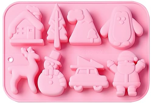 Christmas Silicone Chocolate Molds, Christmas Themed Santa Claus Reindeer Penguin Chocolate Silicone Molds, Baking Mold for Mini Cakes, Handmade Soap, Chocolate, Jello, Candy and Candles