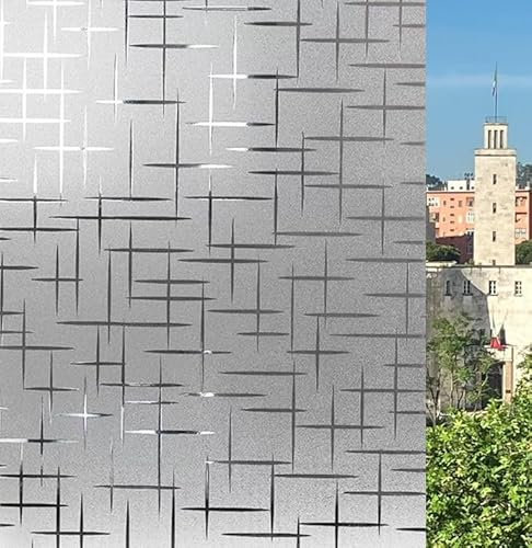 Pellicola decorativa Vetri Protezione Privacy Autoadesiva senza colla Anti UV senza Residui Facile Applicazione Finestre Doccia Aderenza Statica Rimovibile Riutilizzabile (Croci, 60 x 400 CM)