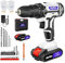 Cordless Drill 21V, 45Nm Electric Screwdriver Set, Powerful Drill bit Sets, 2 Variable Speed, 25+1 Torque, LED Work Light, with 29PCS Accessories and 2 Batteries 1.5Ah Combi Drill for Home DIY