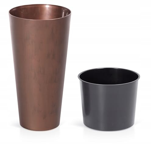 B2C Planter Plant Pot Flowerpot Cylinder Outdoor Garden Balcony Indoor Beton Tall Slim Concrete Effect Modern (Corten Steel, 38.1cm)