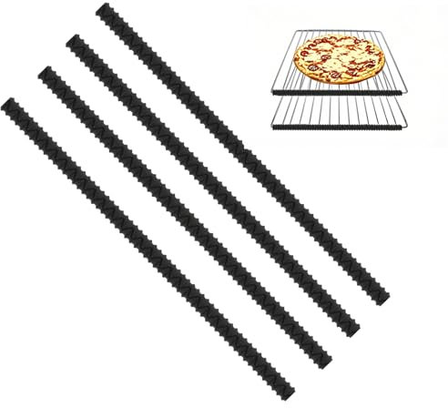 4 Oven Rack Protectors, Silicone Oven Guards for Inside The Oven Heat Resistant Oven Shelf Edge Guards Safety Protection Bracket Protective Covers Baking Edge Shields for Protect Against Burns (Black)