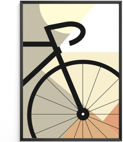 MJ-GRAPHICS® Poster Fahrrad Bilder Vintage Fahrrad Deko Bike Bilder für Küche Bauhaus Wohnzimmer Flur Bauhaus Stil Büro Wandkunst Modern Fahrradfahrer Geschenk Fahrrad Wanddeko Retro A2 – Ohne Rahmen