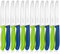 targzier Frühstücksmesser Set 12 Stück, Edelstahl Tafelmesser,Langlebiges Brotmesser,Kunststoffgriff Tomatenmesser Wellenschlif,Bunt Brotzeitmesser,Scharf Messer,Blau und Grün Schneidemesser