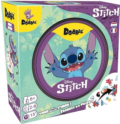 Asmodee - DOBBLE: Stitch – Gesellschaftsspiele – Kartenspiel, Schnelligkeit und Beobachtung – Spiel für Familie und Kinder ab 6 Jahren – 2 bis 8 Spieler – französische und niederländische Version