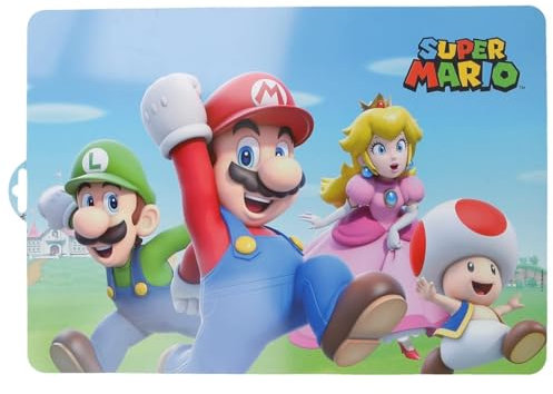 Licensed Placemat Assorted Super Mario Dining Placemat – 42cm Reusable Kids Table Mat, Easy to Wipe Clean, Non-Slip Design for Mealtime Fun