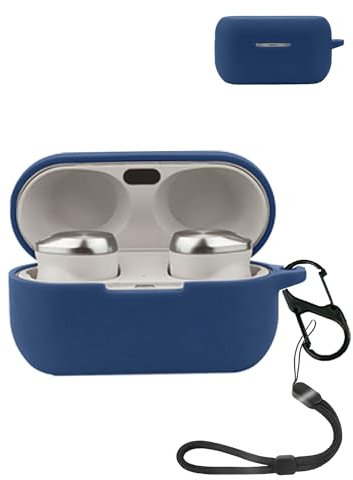 Cover for Technics EAH-AZ80E-K Wireless Earbuds, yystao Soft Silicone Protective Case compatible with EAH-AZ80E-K, With Lanyard, Dustproof, Shockproof& Durable, Blue