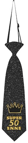 KAÏDENSÏ Geschenkidee zum Geburtstag für Herren – Elegante Krawatte für Geburtstage 45 x 16 cm – lustige Geschenkideen – originelles Scherz-Gadget, Schwarz_Gold_Super 50 Jahre, Einheitsgröße