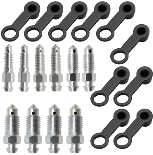JUUDDENPARTS 10Pcs Hydraulic Brake Bleed Nipple Cap, Bolt Bleed Screw with Cap, for Master Cylinder Caliper M6 X 1 mm M7 X 1 mm M8 X 1.25 mm M10 X 1 mm M10 X 1.25 mm