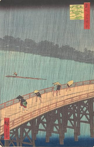 DQCJIYIGL HD Leinwanddruck Graffti Kunst Poster Plötzlicher Schauer über der Shin-ohashi-Brücke und Atake Ohashi Atake No Yudachi von Ando Hiroshige für Schlafzimmer Home Decor 60x90cm